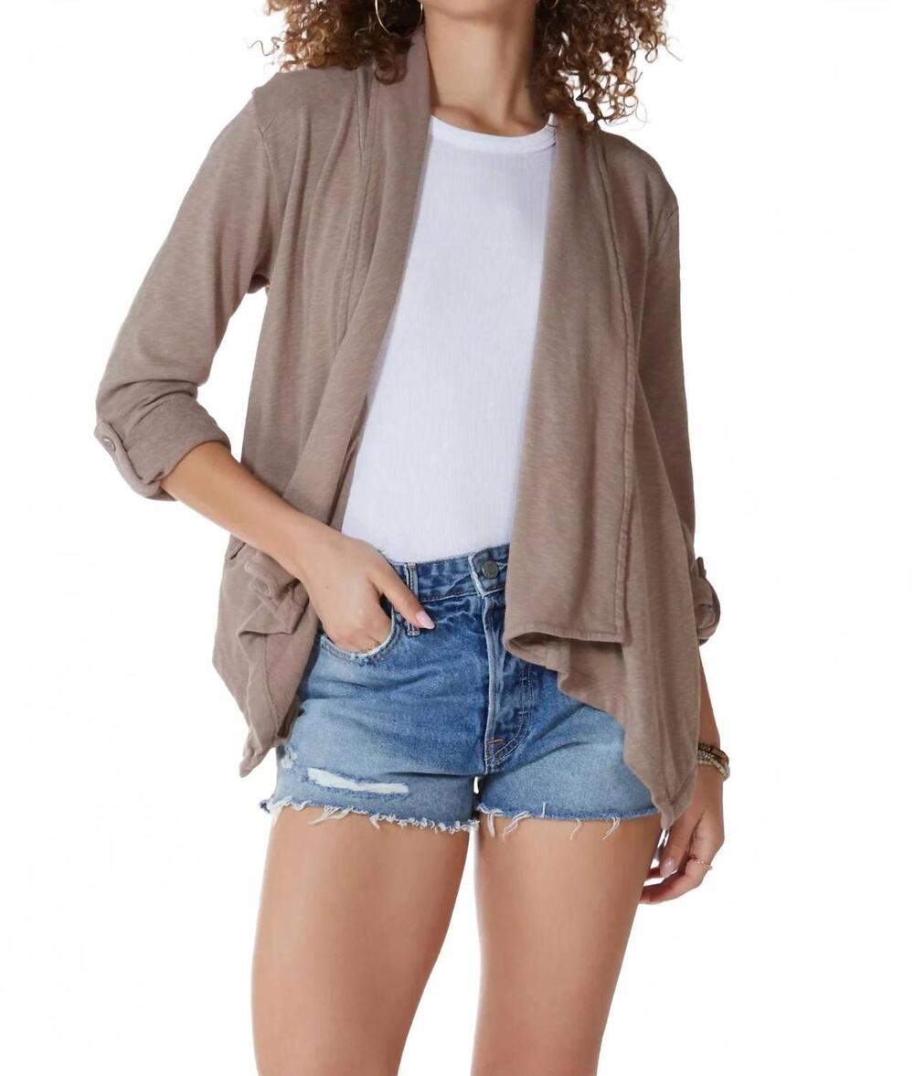 NEW BOBI drape front blazer in hazelnut